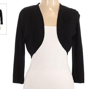 Lennie by Nina Leonard Black Cropped Open Cardigan